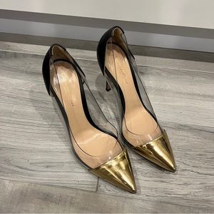Gianvito Rossi PVC Black & Gold Pumps Size 8.5